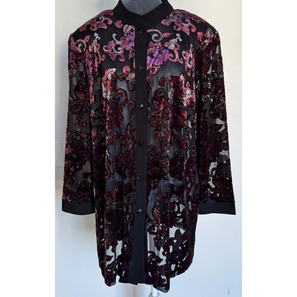 dressbarn Tops - Vtg Y2K Dressbarn Top Tunic 18W Burnout Velvet Fairy Whimsigoth Boho Festival